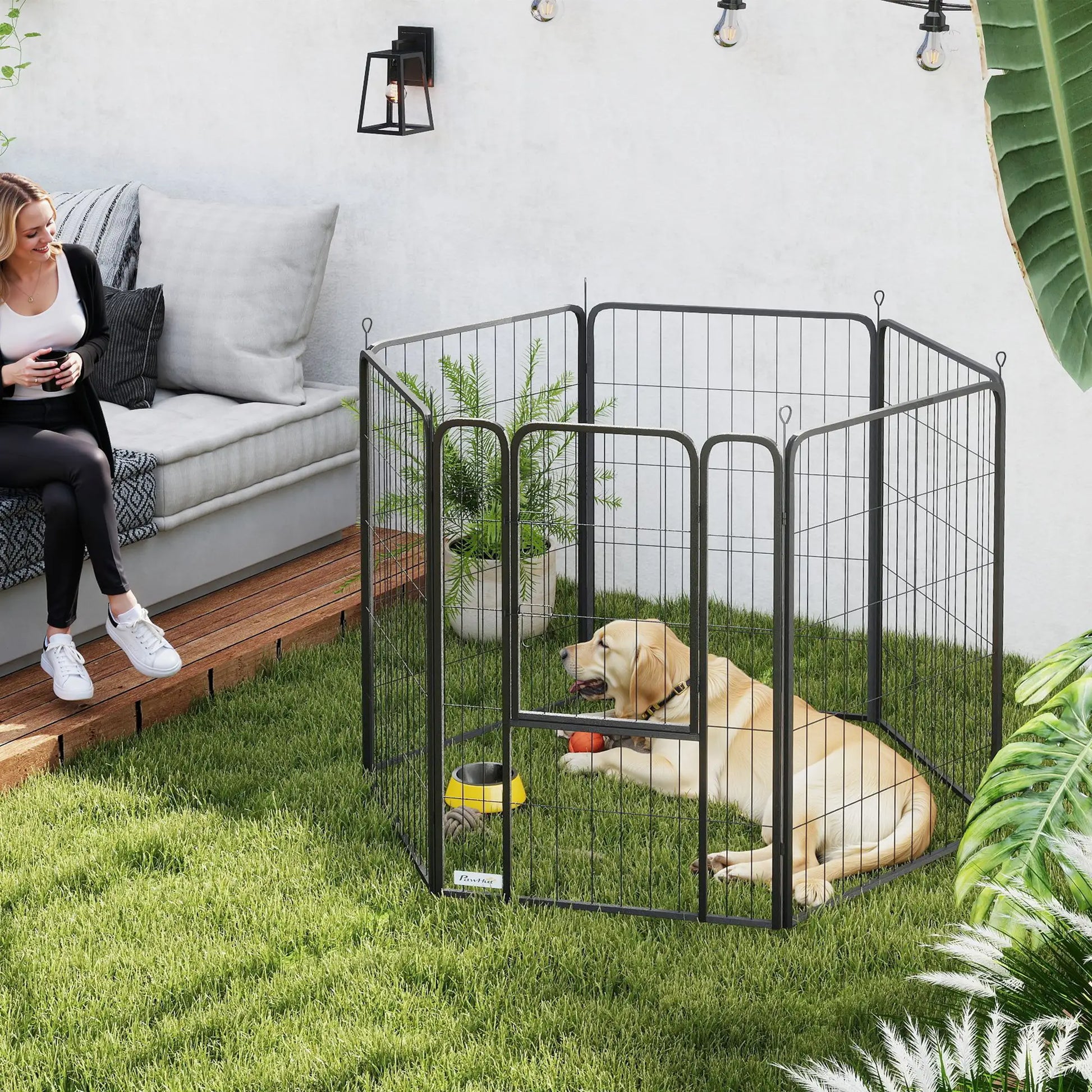 Nancy's Colazza Hondenbox - Honden ren - Puppyren - Puppybox - Zwart - Staal