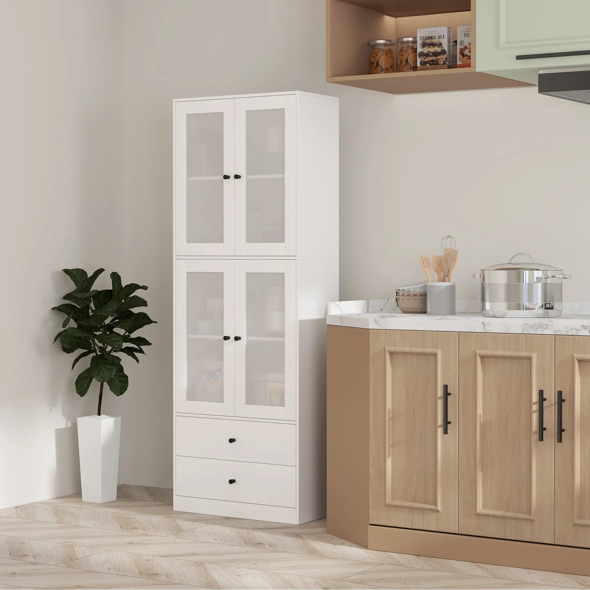 Nancy's Crotone Keukenkast Vrijstaand - Buffetkast - Opbergkast - Wit - ± 60 x 30 x 170 cm