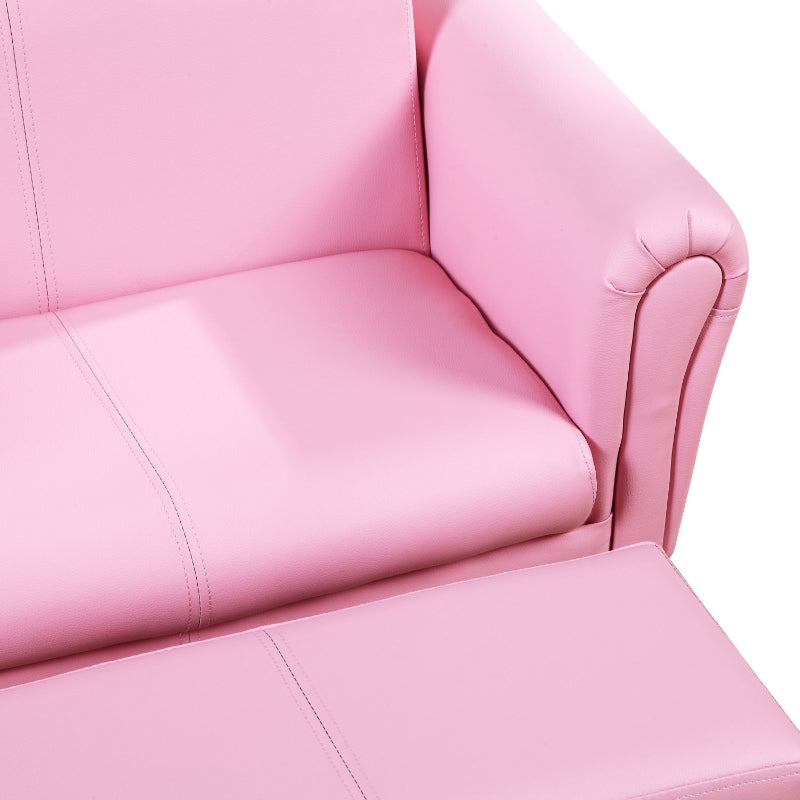 Nancy's Bronco Kinderbank Met Voetenbank - Kinderfauteuil - 2-Delige Set - Roze