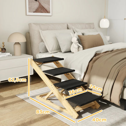 Nancy's Sorico Hondentrap - Dierentrap - Aanpasbare hoogte - Antislip - Naturel hout / Zwart
