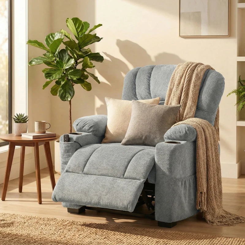 Nancy's Tassullo Elektrische Fauteuil - Relaxfauteuil - Relaxstoel - Kantelbaar - Grijs - Fluweel