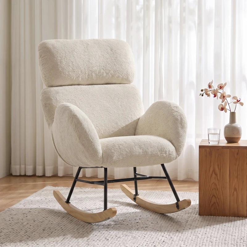 Nancy's Varago Schommelstoel - Relaxstoel - Relaxfauteuil - Crèmewit - Fluweel