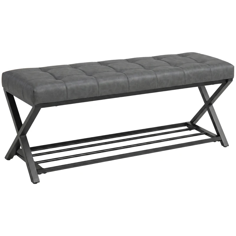 Nancy's Sperlonga Schoenenbank - Schoenenrek - Open opbergruimte - Grijs / Zwart - ± 110 x 35 x 45 cm