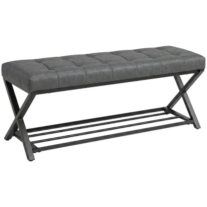 Nancy's Sperlonga Schoenenbank - Schoenenrek - Open opbergruimte - Grijs / Zwart - ± 110 x 35 x 45 cm