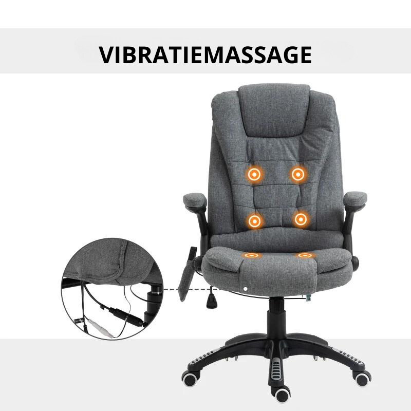 Nancy's Mayflower II Massage Bureaustoel - Massage en verwarmingsfunctie - Draaibaar - Grijs