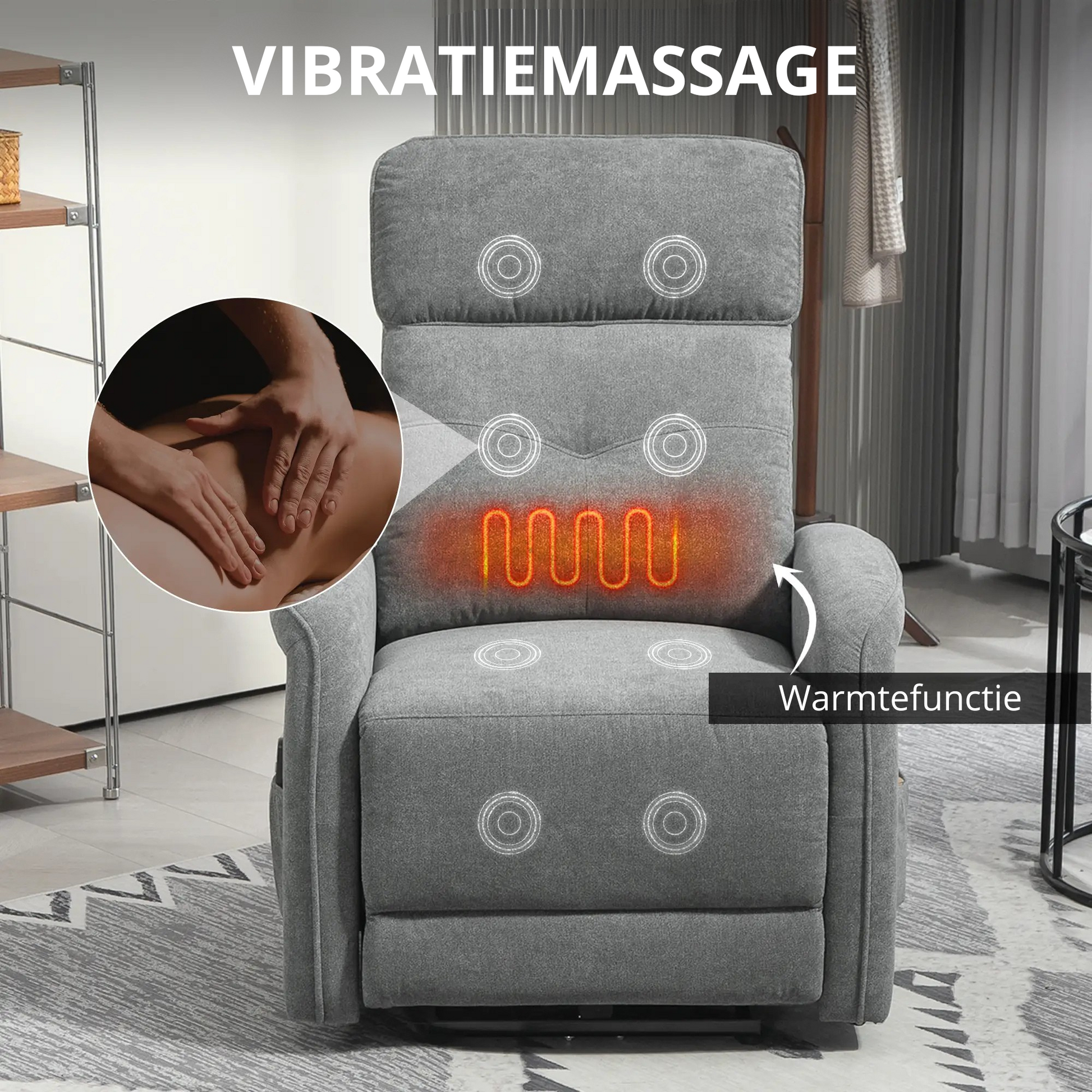 Nancy's Forenza Massagestoel - Loungestoel - Relaxstoel - Elektrisch - Grijs - Fluweel