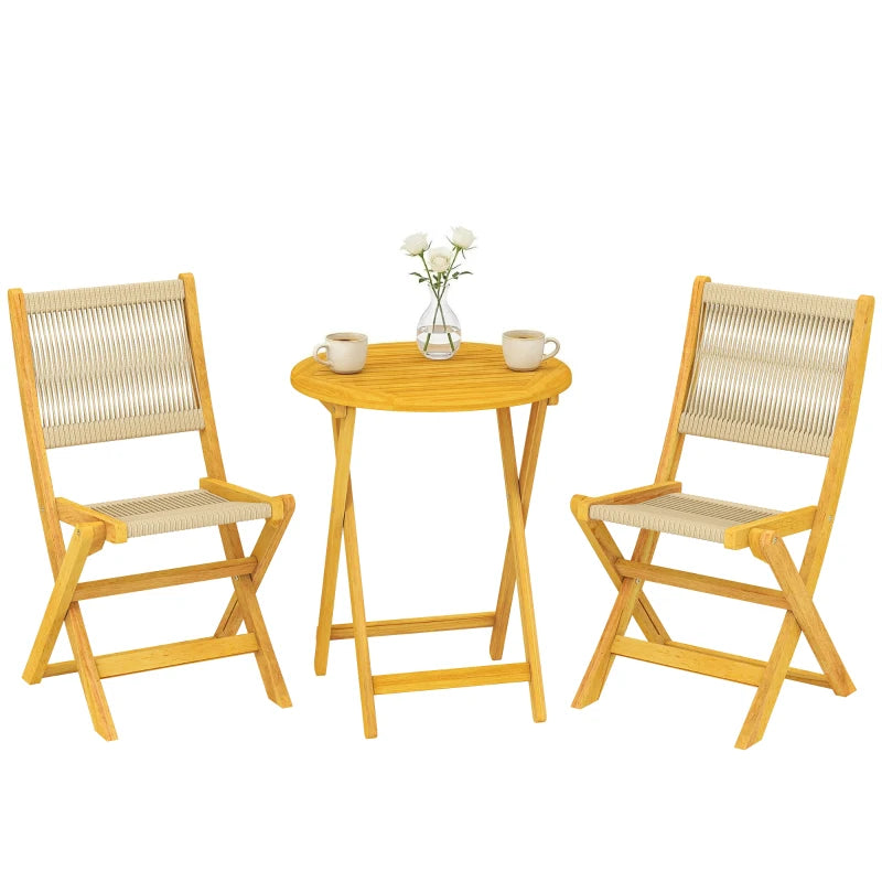Nancy's Sarentino Bistroset - Balkonset - Tuinset - 3-Delig - Opvouwbaar - Hout / Beige - Acaciahout