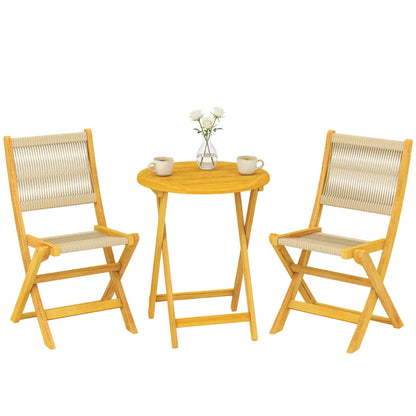 Nancy's Sarentino Bistroset - Balkonset - Tuinset - 3-Delig - Opvouwbaar - Hout / Beige - Acaciahout
