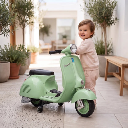 Nancy's Tolmezzo Elektrische Vespa voor Kinderen - Muziek en LED-koplamp - Afneembare zijwieltjes - Groen