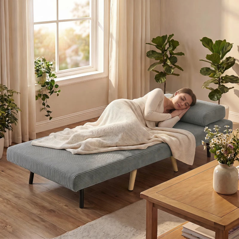 Nancy's Varazze Slaapfauteuil - Slaapbank - Slaapstoel - Verstelbare rugleuning - Grijs - Corduroy