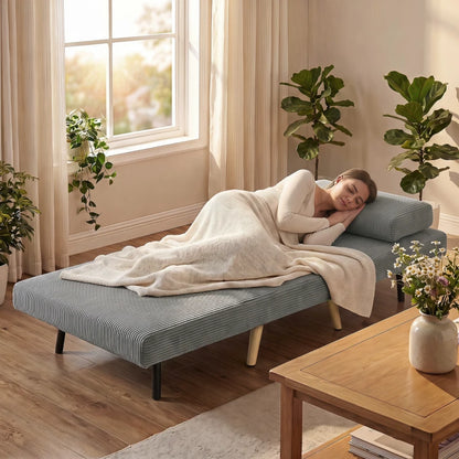 Nancy's Varazze Slaapfauteuil - Slaapbank - Slaapstoel - Verstelbare rugleuning - Grijs - Corduroy