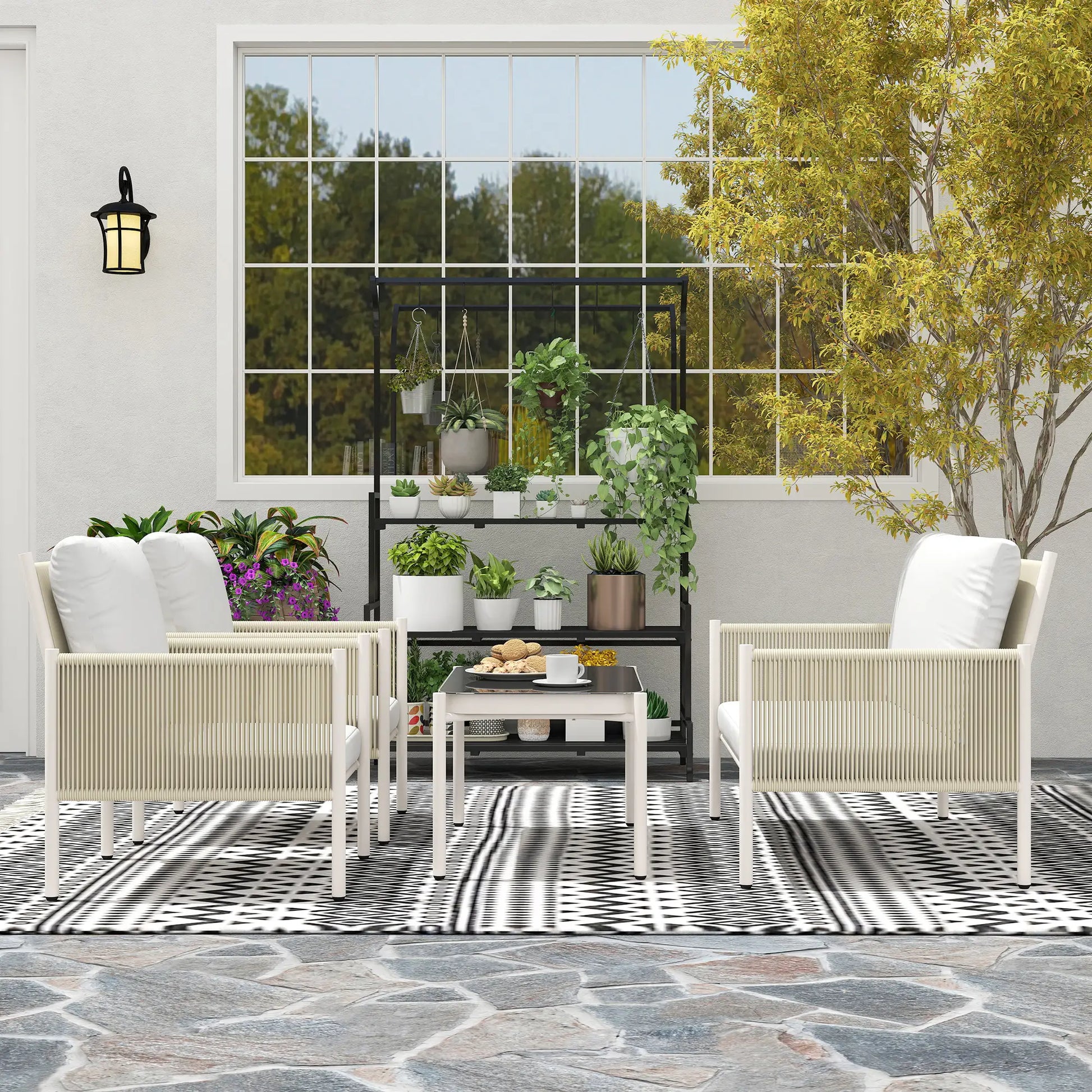 Nancy's Gallio Loungeset - Tuinset - Tuinmeubelset - Lichtgrijs / Bruin - Rotan