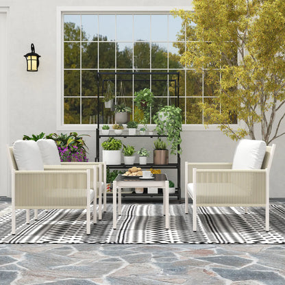 Nancy's Gallio Loungeset - Tuinset - Tuinmeubelset - Lichtgrijs / Bruin - Rotan