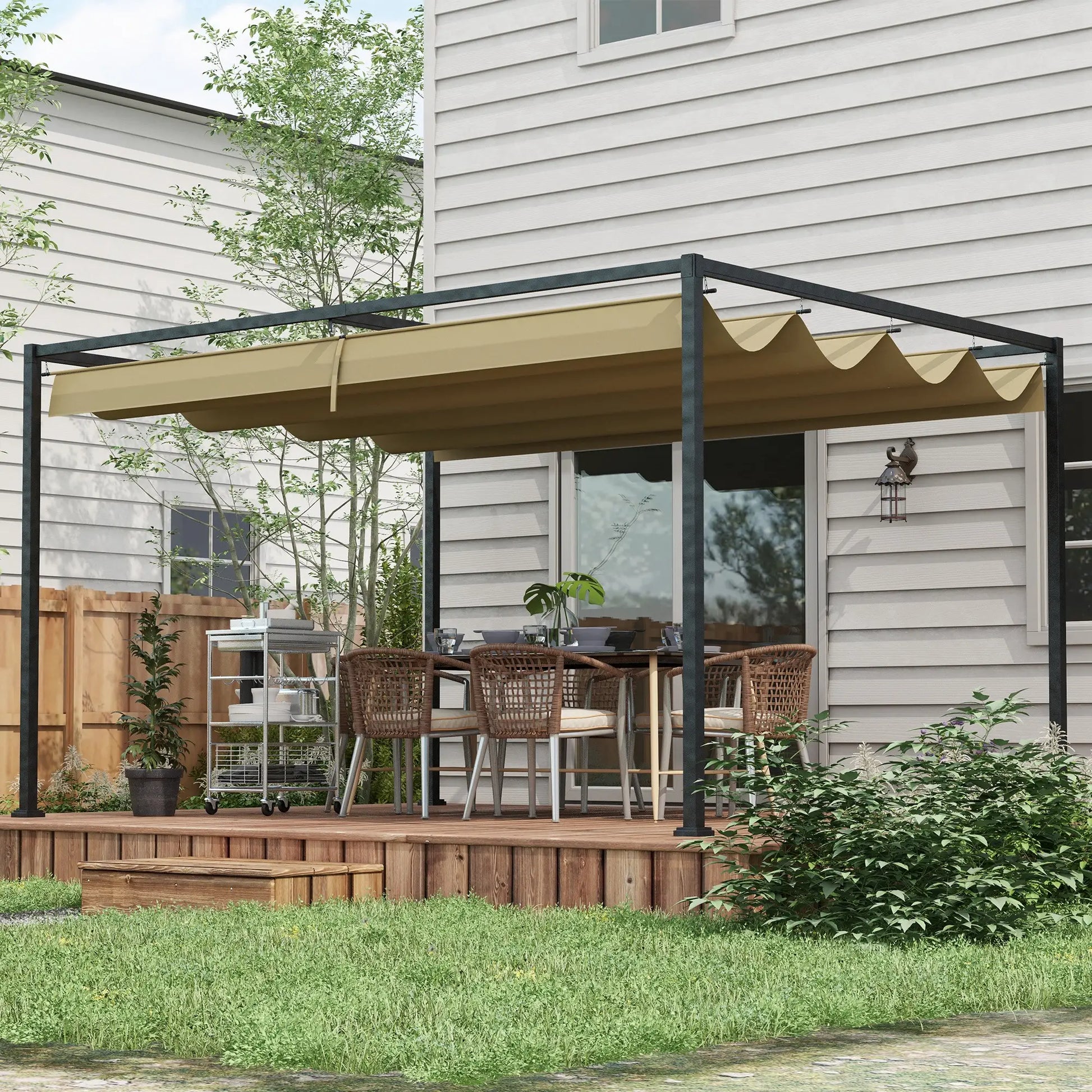 Nancy's Gondomil Pergola - Paviljoen - Terrasoverkapping - Kaki - ± 300 x 210 x 220 cm