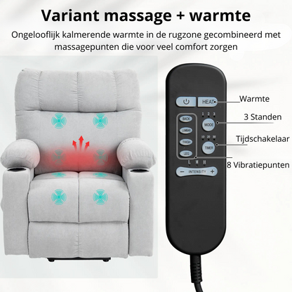 Nancy's Excames Sta op stoel - Opsta stoel - Seniorenstoel - Massagestoel - Relaxfauteuil - Grijs