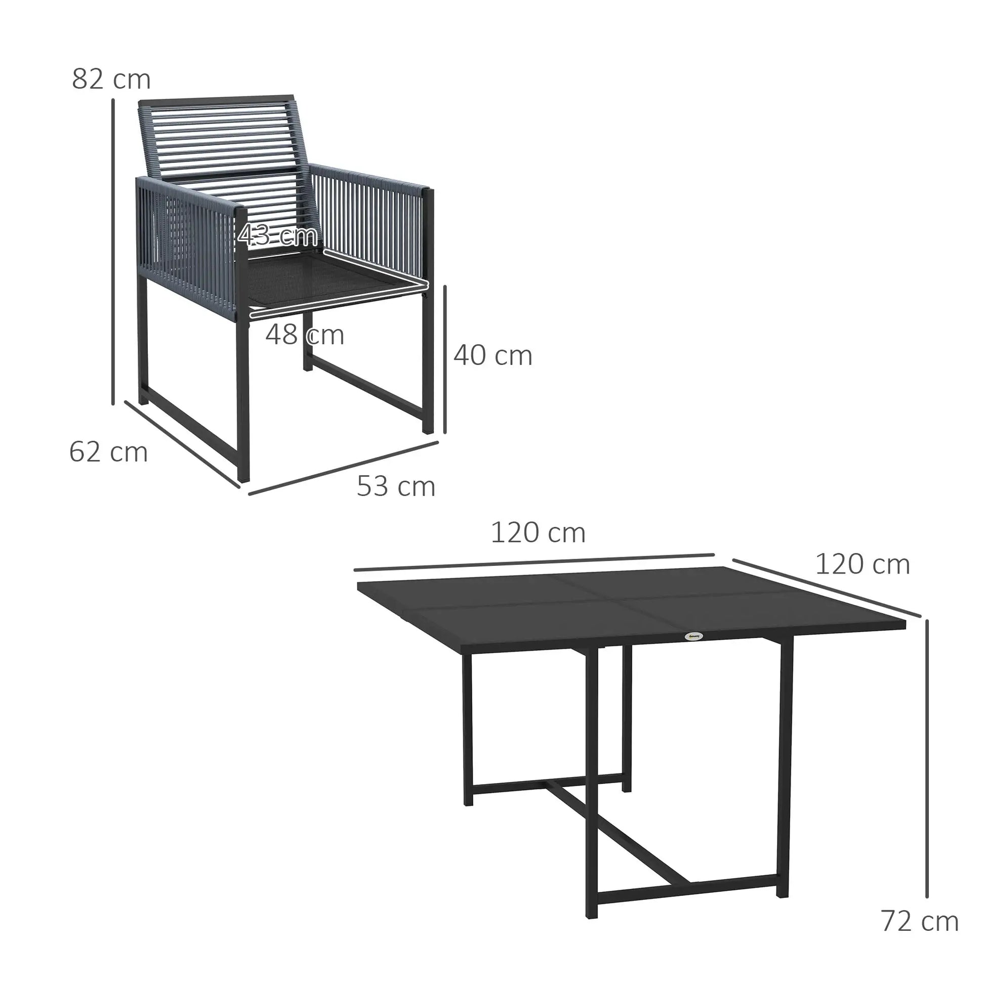 Nancy's Desejosa Tuinset - Diningset voor Buiten - Tuinstoelen - Tuintafel - Donkergrijs