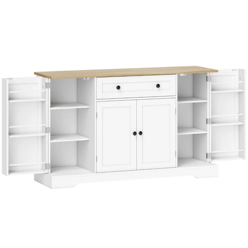 Nancy's Teglio Keukenkast - Opbergkast - Voorraadkast - Dressoir - Wit / Eiken - ± 140 x 40 x 85 cm