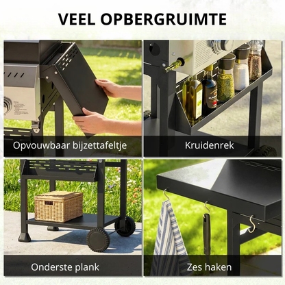 Nancy's Sefro Gasbarbecue - BBQ - Ruim grilloppervlak - Geïntegreerde thermometer - Zwart