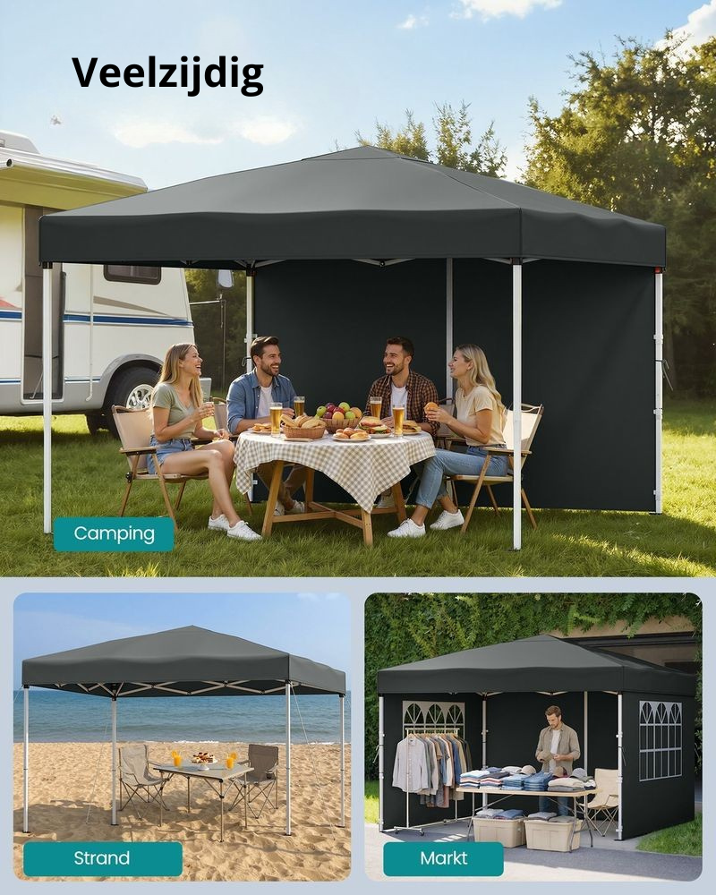Nancy's Rubiana Partytent - Tuintent - Zonwering - Opvouwbaar - Grijs - 300 x 300 x 260 cm