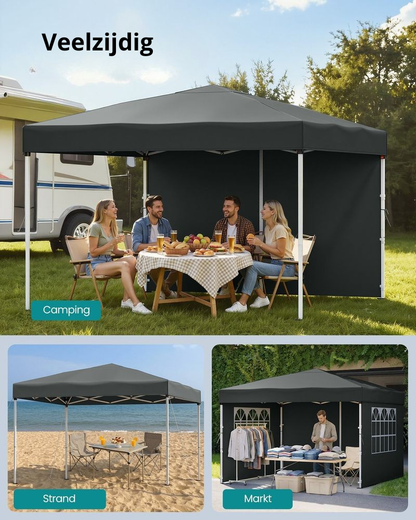 Nancy's Rubiana Partytent - Tuintent - Zonwering - Opvouwbaar - Grijs - 300 x 300 x 260 cm