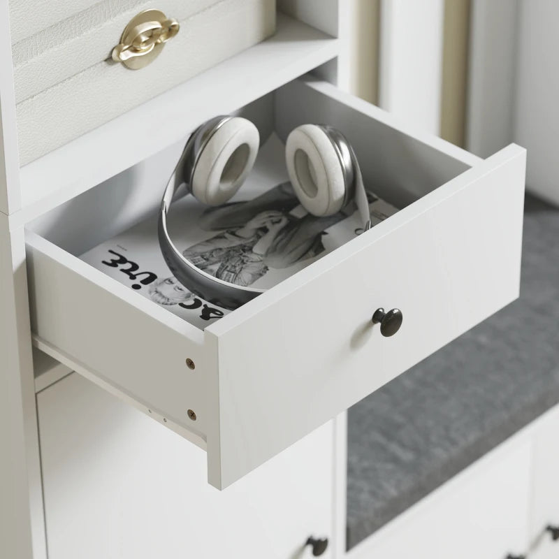 Nancy's Paularo Wandgarderobe - Kledingrek - Garderobekast - Wit / Grijs - 100 x 30 x 180 cm