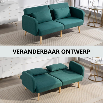 Nancy's Otricoli Slaapbank - Opklapbaar - Verstelbare rugleuning - Groen - Linnenlook