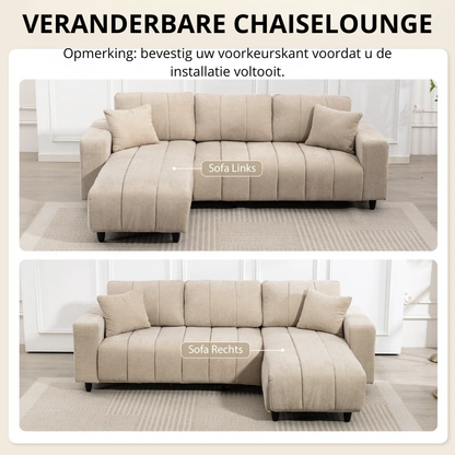Nancy's Otranto Hoekbank - Chaise Longue links of rechts - Beige - Linnenlook