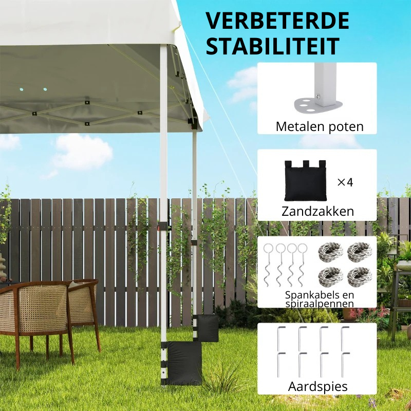 Nancy's Polcenigo Paviljoen - Party tent - Inklapbaar frame - Wit - ± 300 x 300 x 275 cm