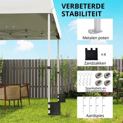 Nancy's Polcenigo Paviljoen - Party tent - Inklapbaar frame - Wit - ± 300 x 300 x 275 cm