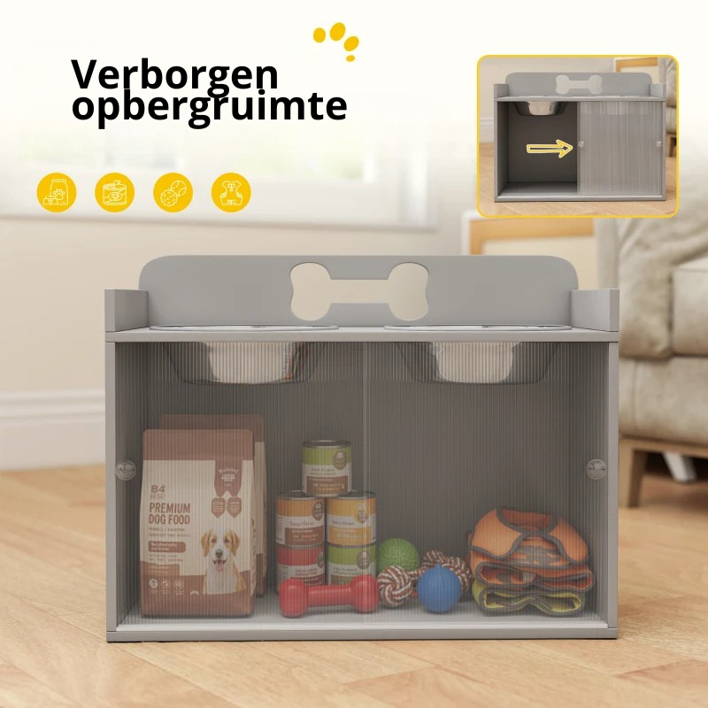 Nancy's Pescaglia Voerbak - Hondenbak - Drinkbak - Hondenvoerbak - Grijs - ± 60 x 30 x 45 cm