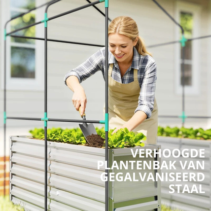 Nancy's Pocenia Kas met Plantenbak - Kweekkas - Plantenkas - Tuinkas - 2-in-1 ontwerp - Wit