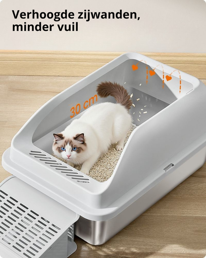Nancy's Pianella Kattenbak - Katten WC - Katten Toilet - Duifgrijs - ± 60 x 40 x 30 cm