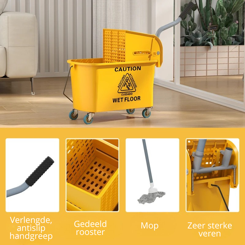 Nancy's Murlo Schoonmaakwagen - Schoonmaakkar - Schoonmaakemmer - Geel - 20 Liter
