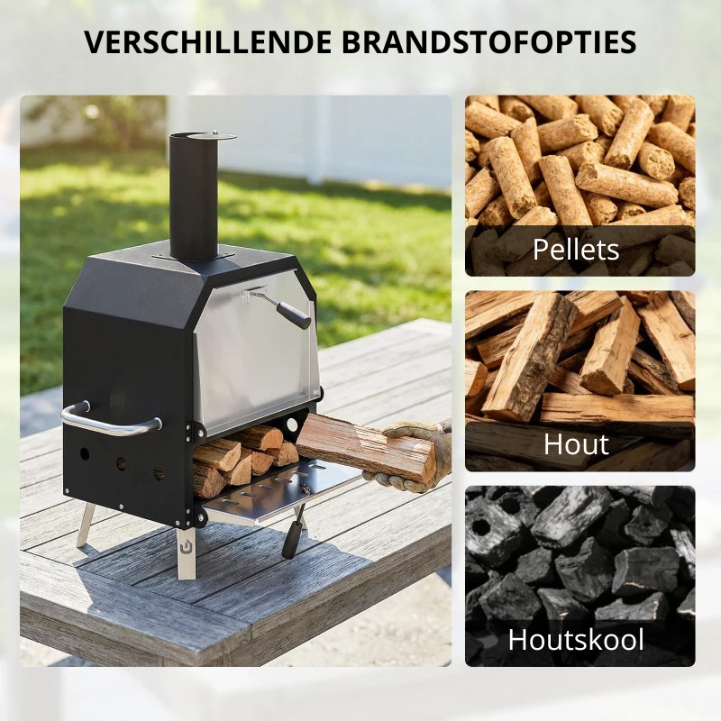 Nancy's Seggiano Houtgestookte Pizzaoven - Grillrooster - Instelbare warmteregeling - Complete pizzaovenset - Zwart