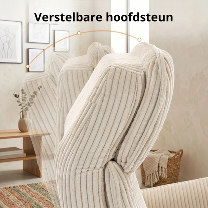 Nancy's Tarzo Elektrische Fauteuil - Relaxfauteuil - Relaxstoel - Draaibaar - Crèmewit / Zilver - Corduroy Look