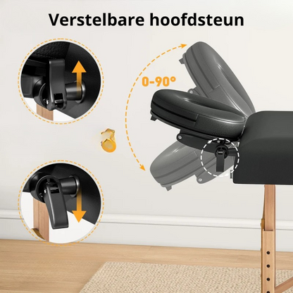 Nancy's Maratea Massagetafel - Behandeltafel - Verstelbare hoogte en hoofdsteun - Zwart - Kunstleer