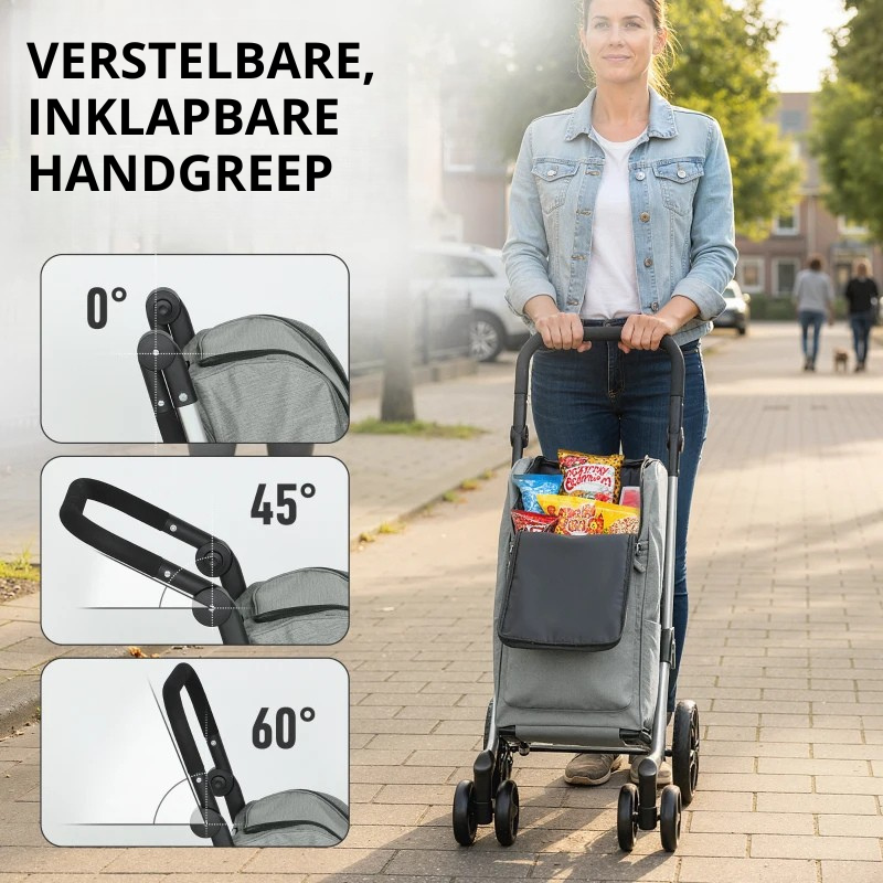 Nancy's Nettuno Boodschappentrolley - Boodschappenwagen - Boodschappenkar - Grijs - 46 Liter