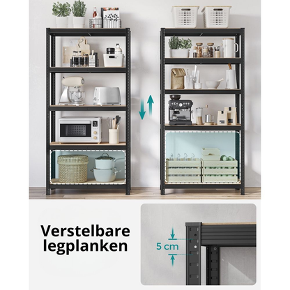 Nancy's Stenico Stellingkast Set van 2 - Opbergrek - Opbergkast - Stellingrek - Zwart - Staal - 90 x 40 x 180 cm