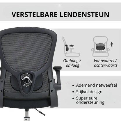 Nancy's Panicale Bureaustoel - Computerstoel - Kantoorstoel - 4D Lendensteun - Zwart - Gaas