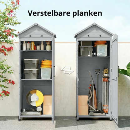 Nancy's Sale Tuinkast - Tuinschuur - Opbergkast voor buiten - Grijs - Dennenhout - ± 85 x 60 x 215 cm
