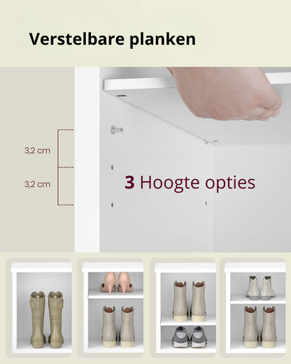 Nancy's Offagna Schoenenkast - Schoenenrek - Opbergkast voor schoenen - Wit - ± 100 x 30 x 50 cm