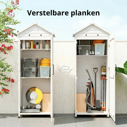 Nancy's Sale Tuinkast - Tuinschuur - Opbergkast voor buiten - Wit - Dennenhout - ± 85 x 60 x 215 cm