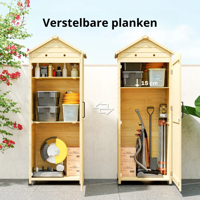 Nancy's Sale Tuinkast - Tuinschuur - Opbergkast voor buiten - Naturel Hout - Dennenhout - ± 85 x 60 x 215 cm