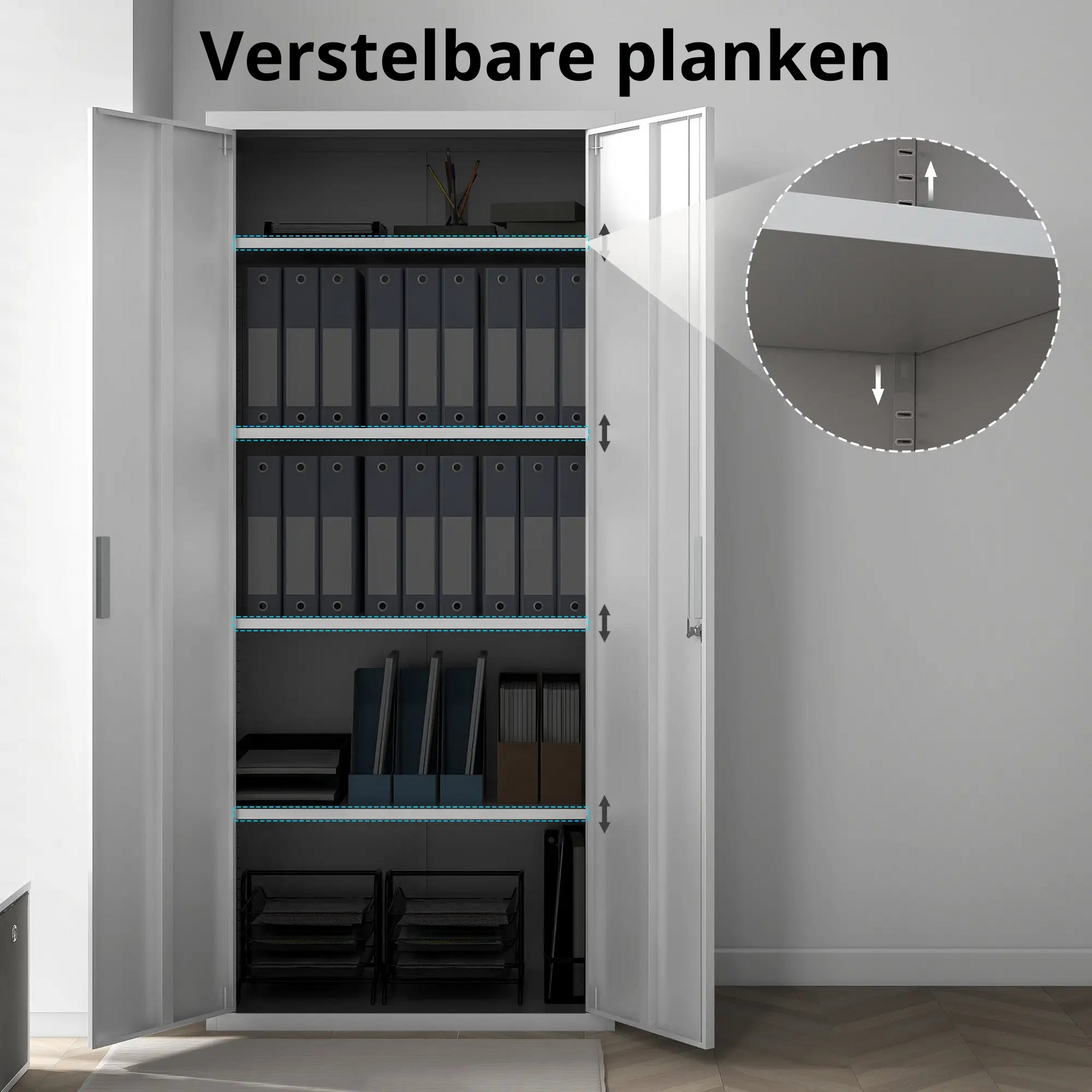 Nancy's Lourosa Archiefkast - Dossierkast - Kantoorkast - Wit - Staal - 80 x 40 x 180 cm