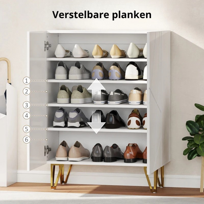 Nancy's Montecchio Schoenenkast - Opbergkast voor Schoenen - Schoenenrek - Wit - ± 70 x 30 x 95 cm