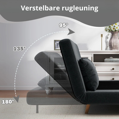 Nancy's Peccioli Slaapbank - 2-Zitsbank met slaapfunctie - Verstelbare rugleuning - Donkergrijs