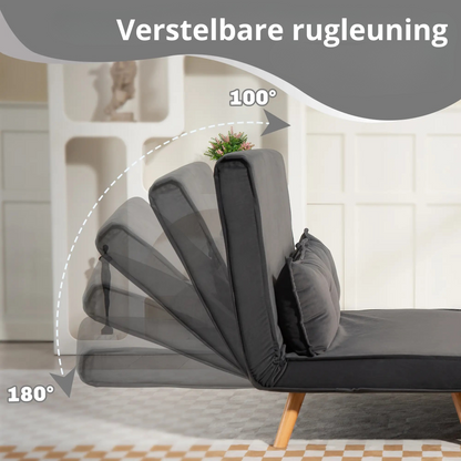 Nancy's Malles Slaapbank - Slaapfauteuil - Tweezitligstoel - Donkergrijs - Fluweel