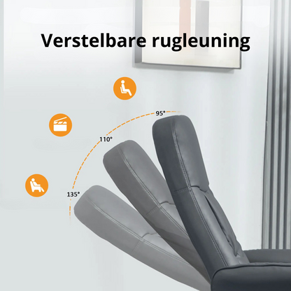 Nancy's Verdelhos Massagestoel met Voetenbankje - Massage Fauteuil - Relaxstoel - Donkergrijs - Kunstleer