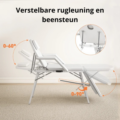 Nancy's Maranello Massagetafel - Behandeltafel - Verstelbare rugleuning en beensteun - Wit - Kunstleer