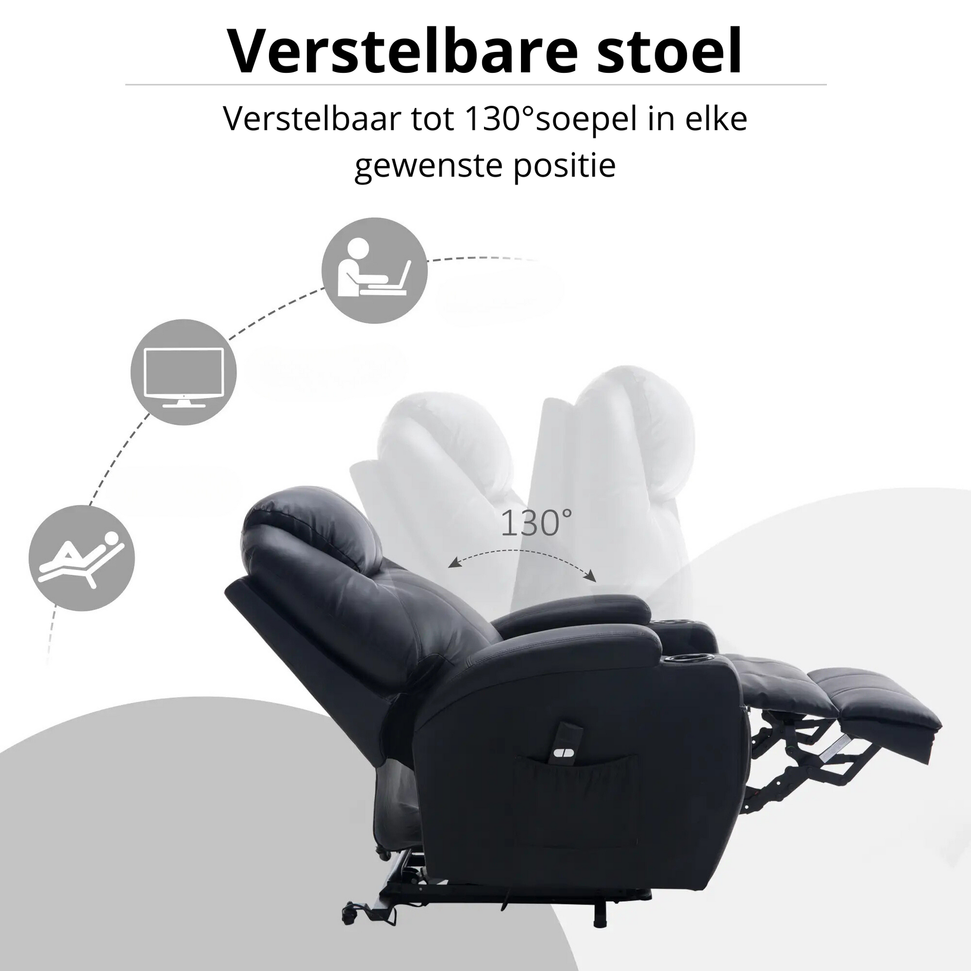Nancy's Fornos Sta op stoel - Opstastoel - Seniorenstoel - Relaxfauteuil - Zwart - Kunstleer